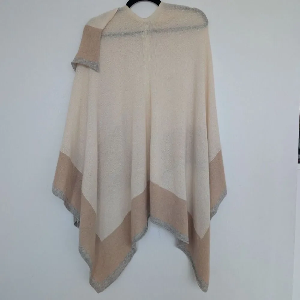 J. McLaughlin Cashmere Colorblock Poncho Shawl Wrap Kimono Cardigan One Size - Picture 4 of 16